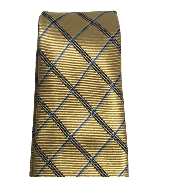 Chaps Yellow and Blues Plaid Silk Tie - Picture 9 of 15